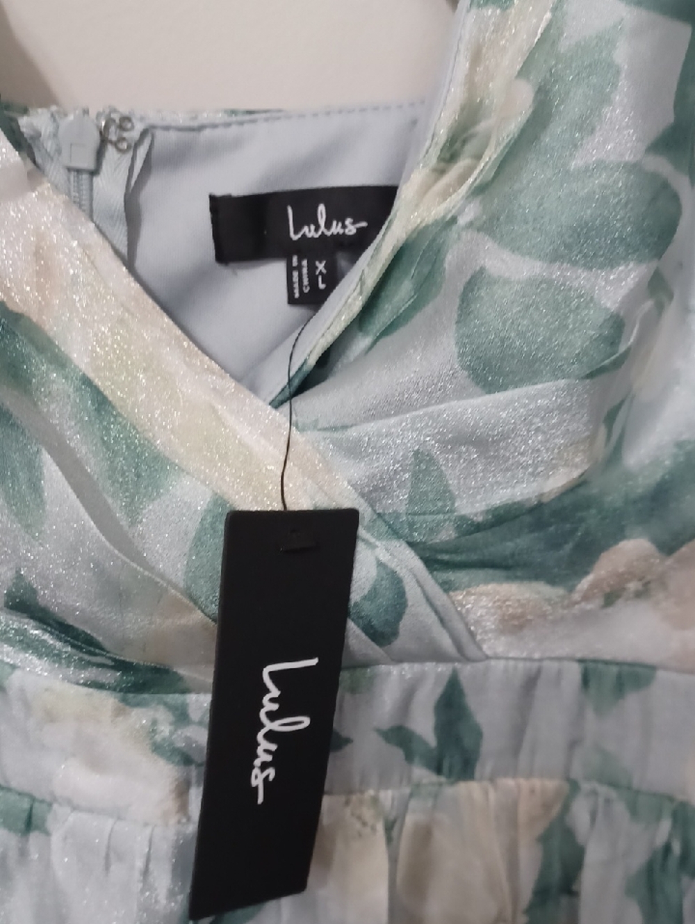 Lulu's Mint Floral Ruffle-Sleeve Maxi Dress. Wedding/Party Dress NWT Sz XL - Picture 2 of 12